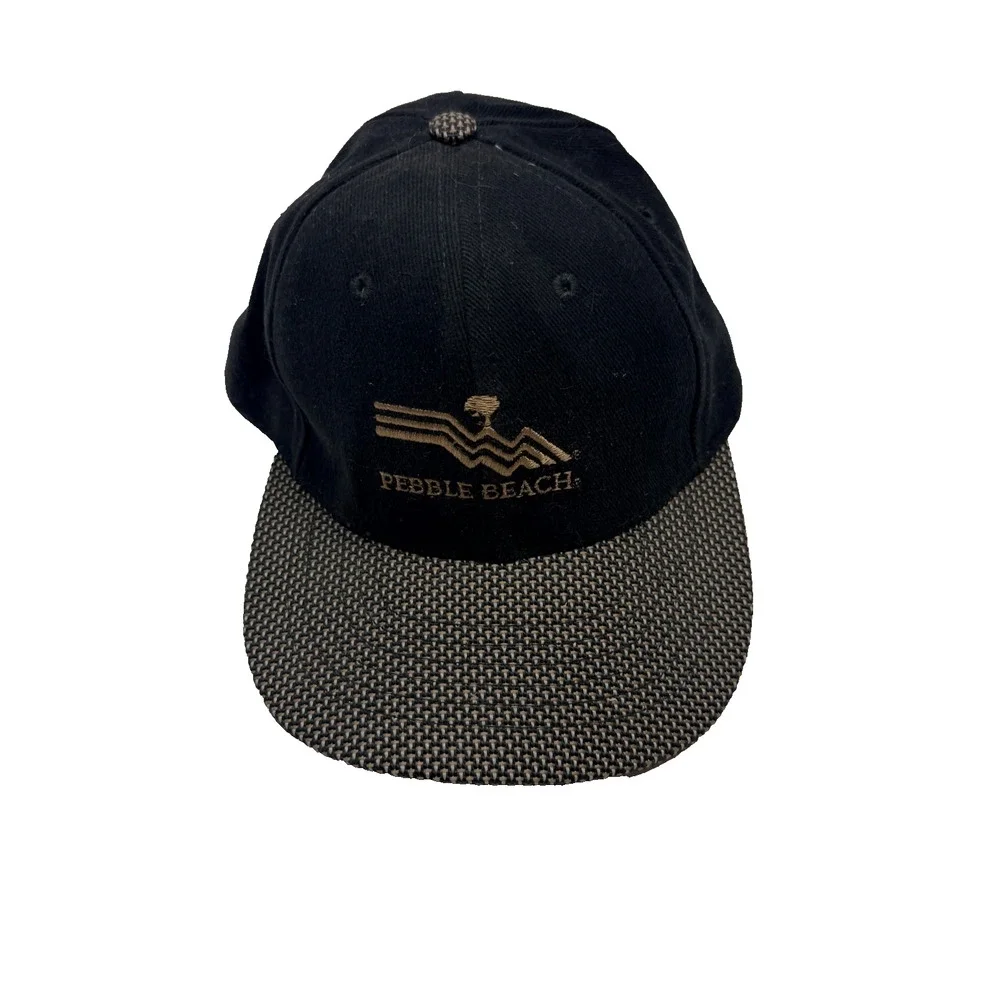 NWT Vtg Pebble Beach Golf Links Hat Script USA Flag Logo Baseball PGA Tour Cap